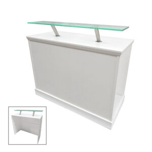 White Reception Desk With Perspex Shelf