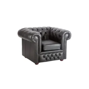 Leather Chesterfield Armchair Black