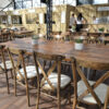 Scaffold dining tables offer a rustic yet modern look