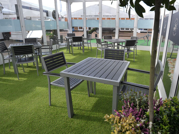 Nova armchairs and outdoor tables at Cheltenham Festival