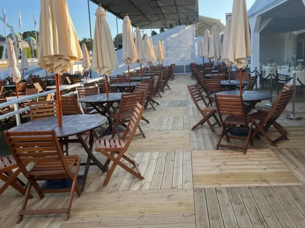 Hardwood Chairs on decking