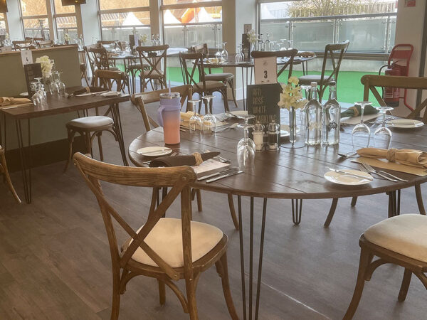 Dark Oak Cross Back Chairs