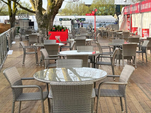 Our Canterbury rattan furniture is the ideal option for furnishing outdoor terraces at big sporting occasions