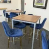 Blue Velour Stool with Gold Legs