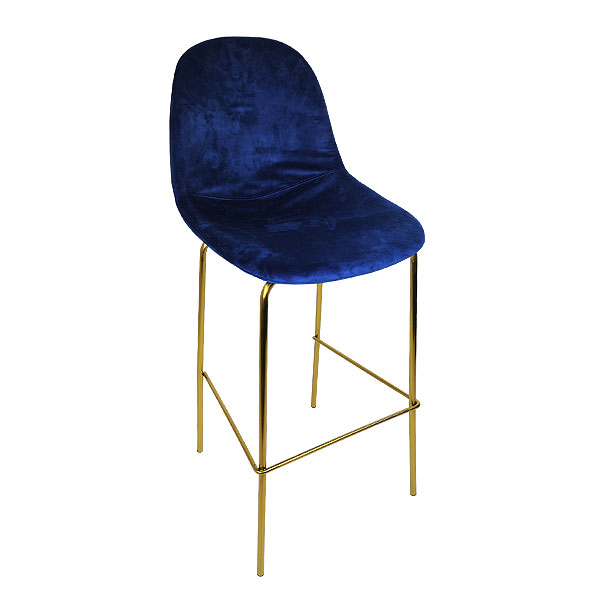 Velour Stool With Gold Legs