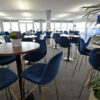 Looking for something different at your sports hospitality event? Check out our belue velour stools with gold legs!