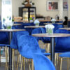 Our blue velour stools with gold legs really do look the part in the VIP lounge at Cheltenham Festival