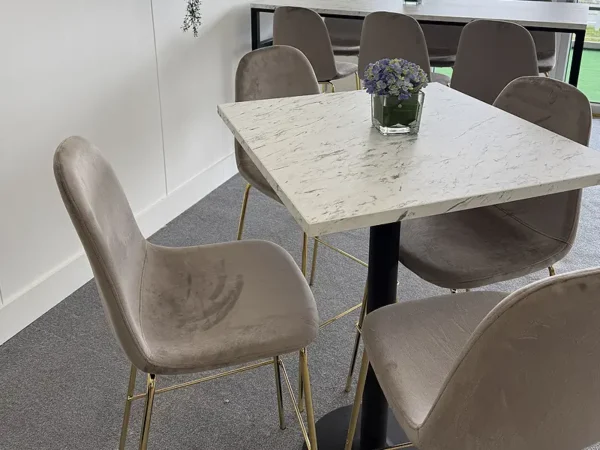 Beige Velour Stool with Gold Legs