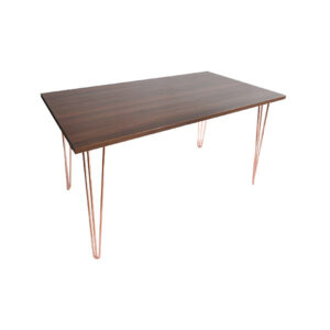 Rectangular Walnut Table With Copper Hairpin Legs