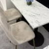 Beige Velour Chair with Gold Legs