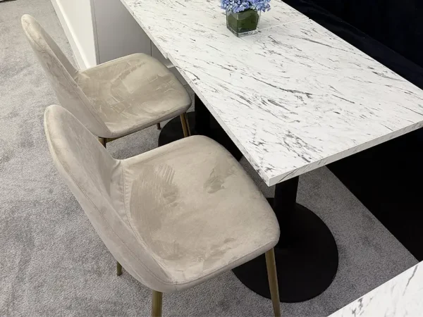 Beige Velour Chair with Gold Legs