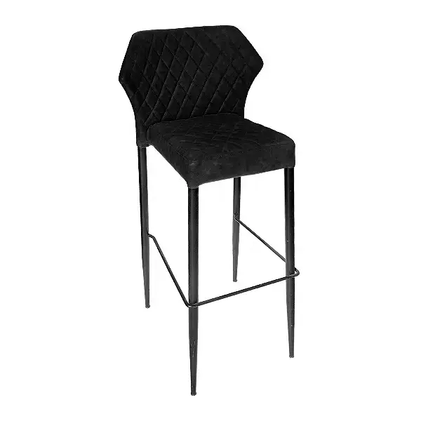 Quilted Leather Stool 1 Quilted Leather Stool - Black