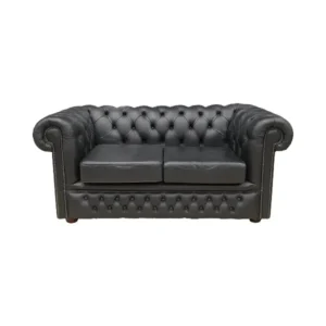 Leather 2 Seater Chesterfield Sofa Black