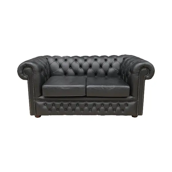 2 Seater Chesterfield Leather Sofa 1 Leather 2 Seater Chesterfield Sofa Black