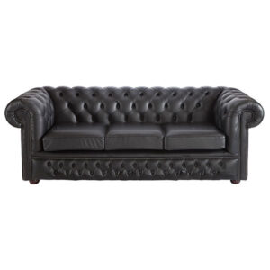 Leather 3 Seater Chesterfield Sofa Black