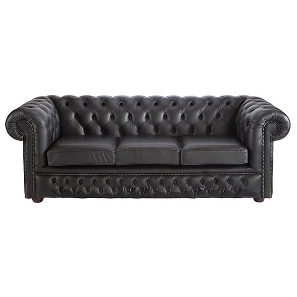 3 Seater Chesterfield Leather Sofa 1 Leather 3 Seater Chesterfield Sofa Black